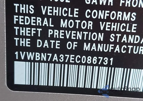 2014 Volkswagen Passat 2.0L Tdi Se z USA, uszkodzony, nr VIN 1VWBN7A37EC086731